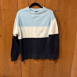 Charles River Unisex Westerly Crewneck Sweatshirt-blue/white/gray block- M